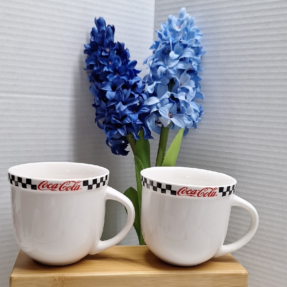 #ABG Coca Cola White Mugs with Checkered Design